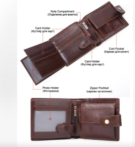 กระเป๋าสตางค์หนังวัวแท้ Andong สำหรับผู้ชาย ป้องกัน RFID  แบบหลายช่องใส่ของ ดีไซน์ย้อนยุค  กระเป๋าใส่เหรียญอเนกประสงค์ - Product Image 5