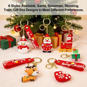 Porte-clés Poupée de Noël en PVC Souple Moulé par Coulée, Breloque de Sac Style Européen et Américain, Motif Dessin Animé Durable, Cadeau Promotionnel, Livré en Miniature - Product Image 1