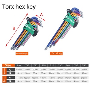Set di 9 Chiavi Esagonali a L Durevoli, Metriche, Imperiali, Torx, con Braccio Lungo e Testa Sferica - Product Image 3