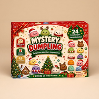 Calendrier de l'Avent de Noël Boîte Mystère 24 Pièces, Jouet Anti-Stress Squishy en Forme de Boulette Cuite à la Vapeur à Remontée Lente en TPR, Coffret Cadeau de Noël Vente en Gros