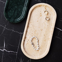 Bandeja de Mármol Travertino de Lujo para Regalo, Decoración de Boda, Bandeja de Piedra Natural, Bandeja de Mármol Única para Guardar Objetos