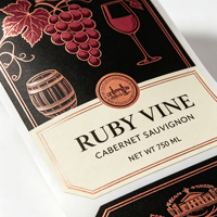 Étiquettes personnalisées en vinyle vintage pour vin rouge, autocollantes, écologiques, imperméables, avec motif de baril de raisin, pour emballage de Cabernet