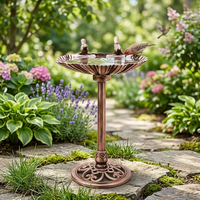 Promotion : Bain d'oiseaux d'extérieur avec support, mangeoire à oiseaux en plastique style antique pour oiseaux sauvages, décoration de jardin