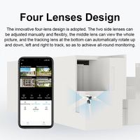 Caméra de sécurité sans fil O-Kam Pro 20MP CMOS PTZ, 4 objectifs, IP66 étanche, détection de mouvement, audio bidirectionnel, vision nocturne, caméra domestique