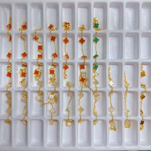 Perhiasan PCX Emas Murni 24K Asli Berhiaskan Zirkon Liontin Rantai Daun Semanggi Empat Model Mewah Desainer - Product Image 2