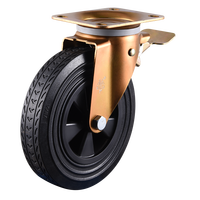 Roulettes pivotantes VIMA 200 mm avec frein, en PP et caoutchouc, certifiées EN840 et EN12532, capacité de charge de 210 kg