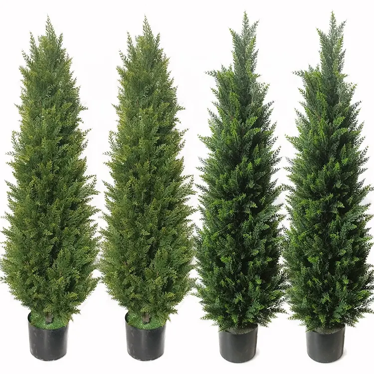 3/4/5/6/7ft Wholesale cheap outdoor artificial topiary cedar trees potted UV Rated plant home fake boxwood spiral trees