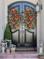 Guirlande florale d'été artificielle en forme de goutte d'eau avec tournesols et roses, faite à la main, pour décoration murale ou de porte, idéale pour la maison, les mariages et les remises de diplômes