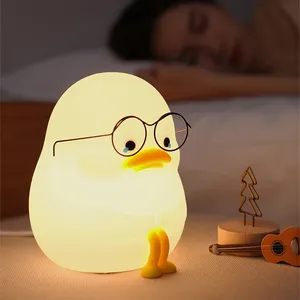 Новинка, ночник в стиле эмо-Дак, Хлопушка, индукционный таймер для сна, Детская силиконовая лампа в семи цветах