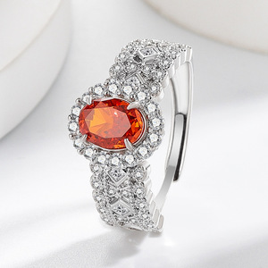 Vintage Pink Gemstone <b>Ring</b> Micro CZ Pave Setting Luxury Copper Jewelry <b>Open</b> Band Elegant Cocktail <b>Ring</b> for Engagement Party - Product Image 3