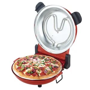 Hot New Black Red 12 "Pizza Maker rotante con pietra e teglia forno elettrico per Pizza