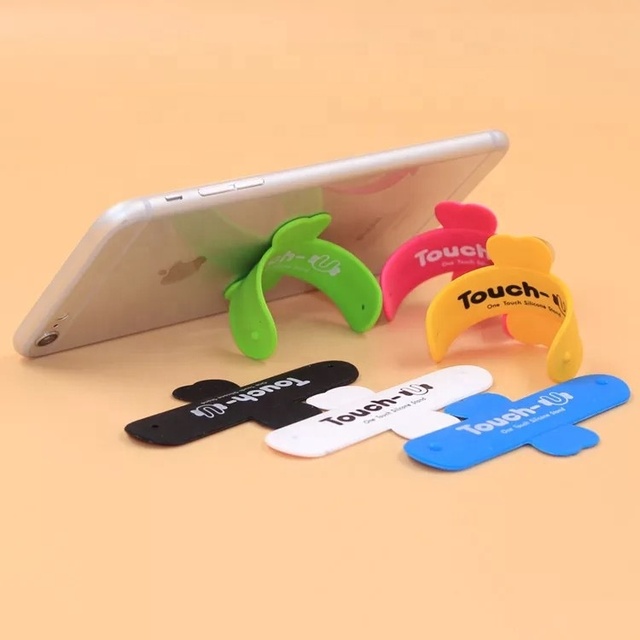 Promotion Gift Wholesale Price Custom logo Magic Adhesive Stand for Wrist Running U-type Silicone Lazy Mobile Phone Holder