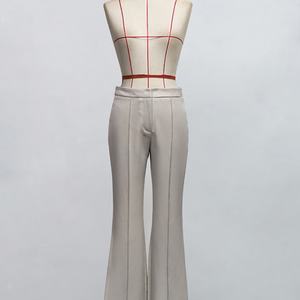 Pantalon décontracté pour femme, taille haute élastique, anti-plis, jambe large, longueur cheville, couleur unie, tendance, vente en gros, personnalisé OEM/ODM - Product Image 4