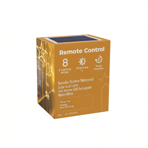 Luces Solares de Hielo para Exteriores de Ramadán, 8 Modos, Temporizador, Control Remoto, Recargables por USB, Luz Blanca Cálida, Decoración Colgante para Patio - Product Image 1