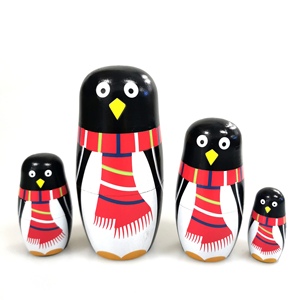 Navidad rusa de madera Matryoshka muñecas anidadas de madera pintadas a mano decoración del hogar manualidades regalo de Navidad para chico - Product Image 5