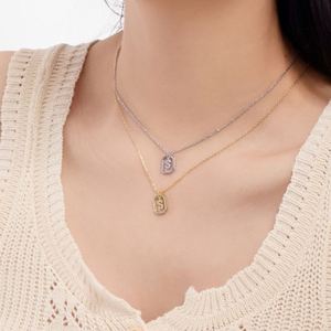 Dylam Rhodium 14K Gold Plated Dainty CZ Alphabet Letter <b>Necklace</b>, Personalized Name <b>Initial</b> -S- <b>Necklace</b> for Women Female - Product Image 2