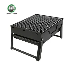 Hot Selling Black Steel Foldable Square Barbecue Stove Outdoor Picnic Mini Portable Camping Small Charcoal BBQ Grill