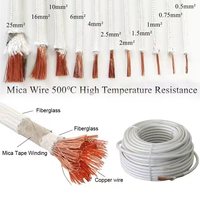 Câble en fibre de verre tressé avec mica résistant à la chaleur 500 degrés, 1,5 mm, 2,5 mm, 4 mm, 6 mm, 10 mm, 16 mm, 25 mm, 35 mm, fil haute température pour four