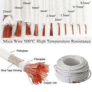 Cable de Fibra de Vidrio Trenzado con Mica, Resistente al Calor hasta 500 <span class=keywords><strong>Grados</strong></span>, 1.5mm 2.5mm 4mm 6mm 10mm 16mm 25mm 35mm, Cable de Alta Temperatura para Horno - Product Image 2