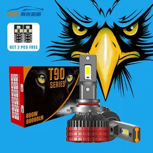 2024 nuevo producto T80 600W 60000lm 6000K H1 H3 H7 9005 9006 9012 faros LED de haz Alto y Bajo H11 para coche