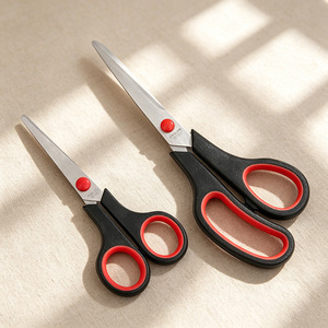 Stainless Steel Scissors Small C1TF8 Large C1TF7 Straight Head Home Office Craft Use Black Red Handle - Product Image 2