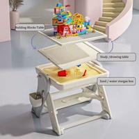 Nouveau 6 en 1 enfants bébé apprentissage jouer au dessin table d'étude en plastique pliant bloc de construction table et chaise ensemble pour enfants