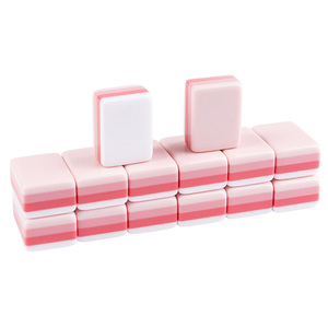 Jeu de tuiles de mahjong personnalisées minimalistes roses à 4 couches, vierges et gravées, en plastique non toxique, pour jeu de mahjong, usage universel - Product Image 3