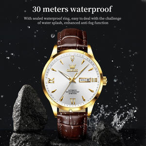 Reloj OLEVS 9956 con Logotipo Personalizado OEM, Diseño de Lujo, Reloj de Pulsera Automático para <span class=keywords><strong>Hombre</strong></span>, Reloj Mecánico Inteligente de Acero Inoxidable <span class=keywords><strong>Dorado</strong></span> - Product Image 6