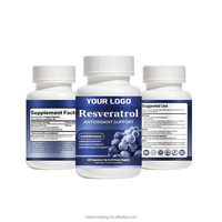 Capsules de Resvératrol 1200mg certifiées HACCP, marque privée, pour le bien-être antioxydant quotidien et l'équilibre systémique, formule non-OGM