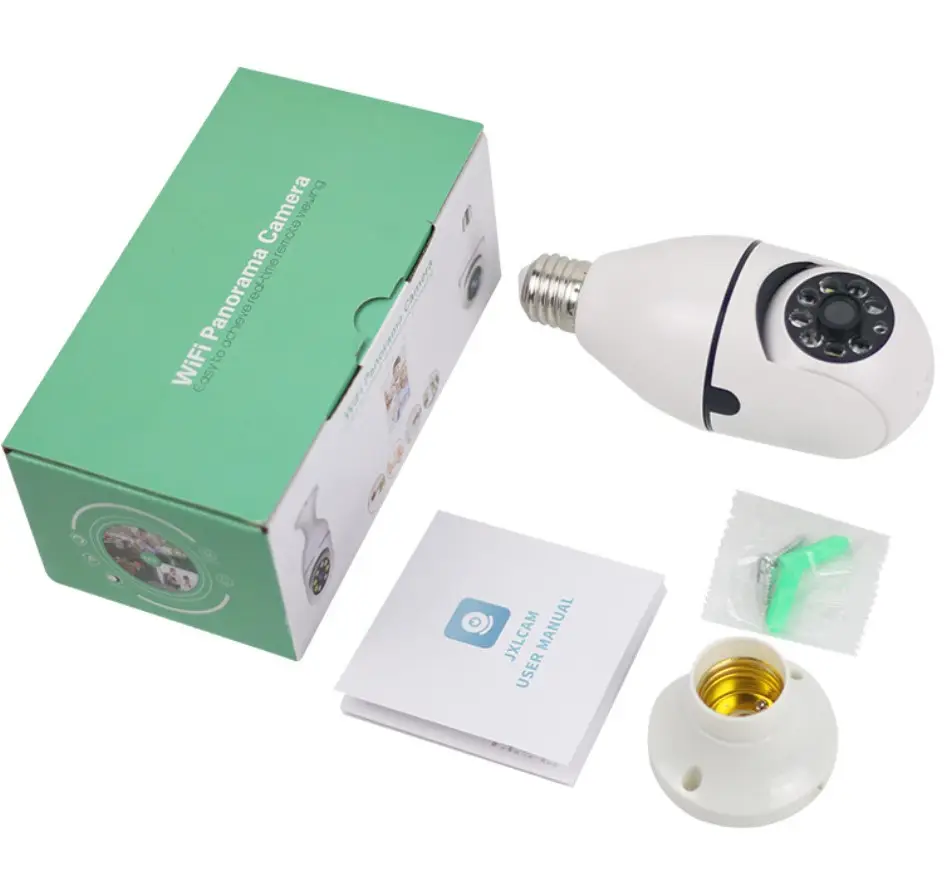 Caméra de Surveillance de sécurité domestique à distance Wifi 360 degrés HD intelligente Type d'ampoule de Surveillance tête de lampe CCTV