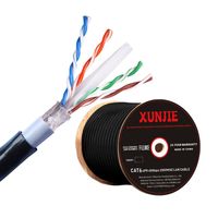 Perisai tembaga luar ruangan PVC LSZH 23AWG kabel LAN padat 1000ft SF/UTP Cat6 kabel jaringan 305m dengan tipe FTP panjang 100m
