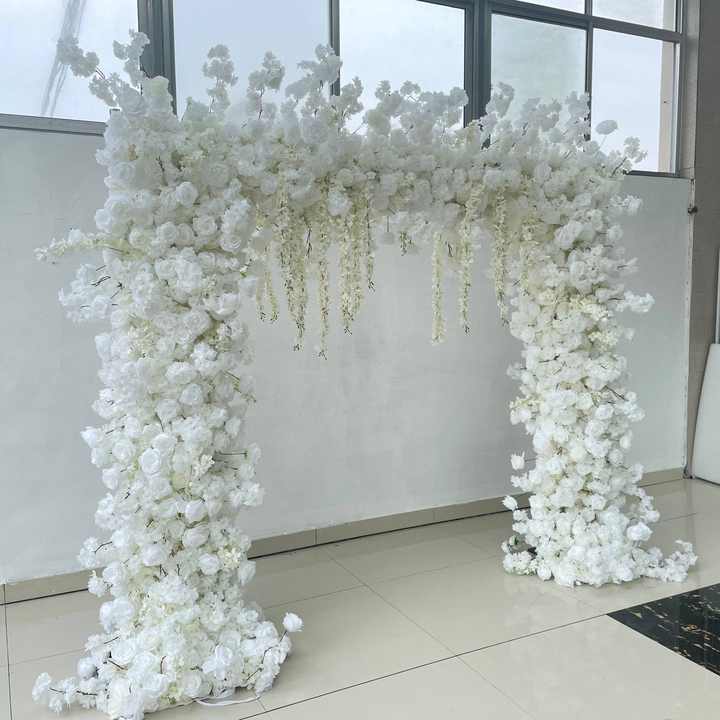 Wholesale Wedding Flowers Arch Artificial Red Rose Arch Flower Arrangement White Heart Shaped