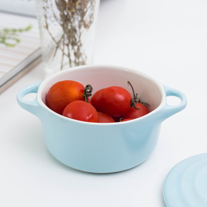Cacerola de color <span class=keywords><strong>azul</strong></span>, olla creativa de cerámica para estofado de algodón con tapa, taza humeante para el hogar, cocina, tazón de huevo con tapa - Product Image 6