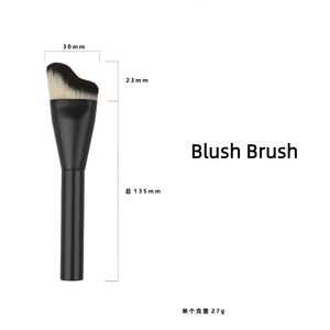 Vente chaude 5 pièces Pinceaux de maquillage en poudre végétalien Synthétique doux Noir mat Ensemble de pinceaux de maquillage de luxe Pinceaux de maquillage OEM - Product Image 5