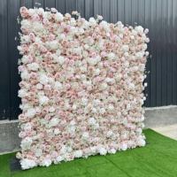 Mur de fleurs artificielles réalistes enroulable 8ft x 8ft, fabriqué à la main, de luxe, pour la décoration de mariages, de fêtes et d'événements, directement de l'usine