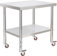 Table de travail de cuisine commerciale assemblée Table de travail en acier inoxydable à double couche Table de travail en acier inoxydable