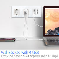 KLASS 16A Panneau de verre européen Allemagne Schuko Home Power Plug Prise électrique murale (228mm)
