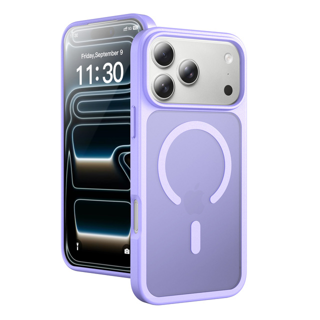 Magnetic Wireless Charging Phone Case Frosted Skin Feel Shockproof TPU PC Anti-Fingerprint Cover for iPhone 17 16 15 Pro Max