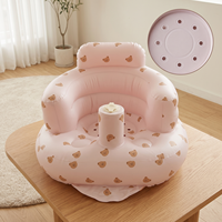 Siège d'apprentissage gonflable en PVC pour bébé, design tête d'ours, chaise d'apprentissage portable pour manger, pour 3-30 mois, utilisation intérieure/extérieure