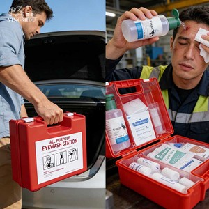 Lavaojos de Emergencia Portátil, <span class=keywords><strong>Kit</strong></span> de Primeros Auxilios y Lavaojos para Personas, Estación de Lavado de Ojos con Doble Botella - Product Image 6