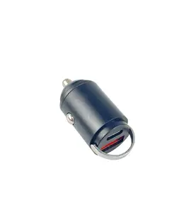 Vs059 cargador de coche dual USB QC3.0 adaptador de coche de alta velocidad USB coche rápido Ac 30W mini anillo de tracción aleación dispositivo de carga ultra rápida