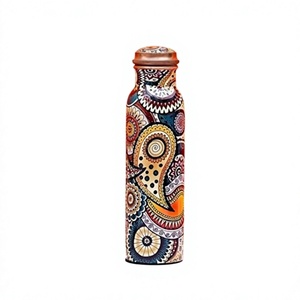 Bohemian Pattern <b>Metal</b> <b>Water</b> <b>Bottle</b> with Lid Portable Travel Flask - Product Image 1
