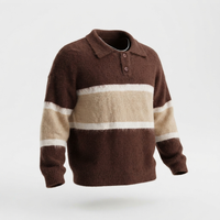 Herren Mohair Strickpullover ODM Atmungsaktiv Logo Gestreiftes Muster Maßgeschneidert Herbst Winter