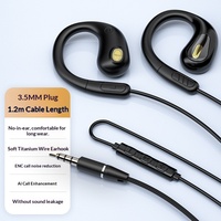 Nouveaux écouteurs filaires numériques transfrontaliers Type-C/3,5 mm à contour d'oreille, cordon de 1,2 m, sans douleur, non intra-auriculaires, commandes intégrées, en plastique