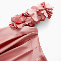 Robe midi décontractée rose pour femme à col carré, motif floral uni, taille empire, corsage froncé et liens au dos