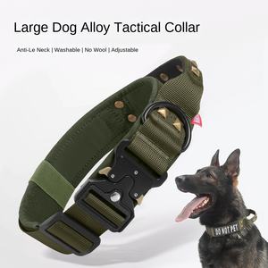Grand collier de chien extérieur motif solide boucle tactique explosive Rivet transfrontalier pour grands animaux de compagnie Polyester anti-déflagrant - Product Image 5