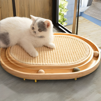Planche à gratter interactive de luxe en bois de palmier en bambou jouet arbres à chat d'intérieur et grattoir avec piste de balle Carton emballé