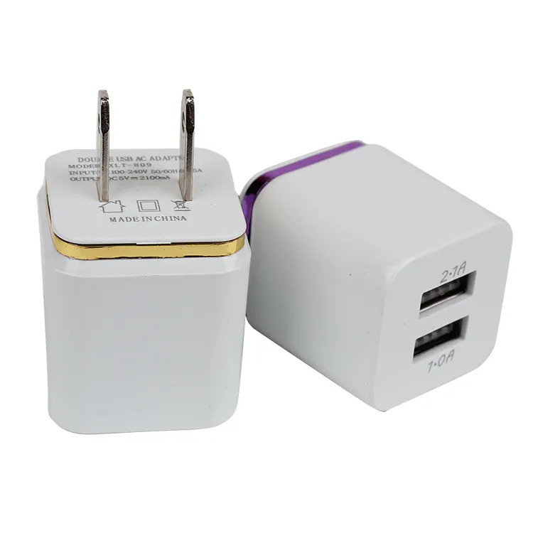 Multi-função cor anel 2 USB 5V viagem adaptador inteligente telefone móvel carregador fabricante