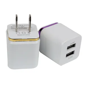 Multi-function color ring 2 USB 5V travel adapter smart mobile phone charger manufacturer