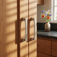 Poignée de meuble moderne et élégante en aluminium nickel brossé conique 96/128 mm pour tiroir de cuisine, commode, antirouille et durable